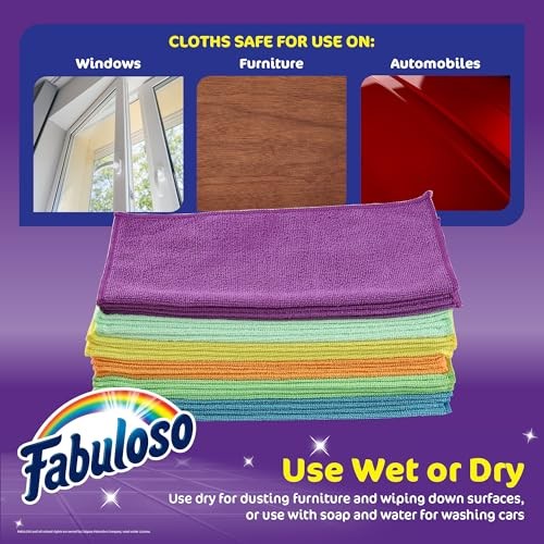 Fabuloso Microfiber Cleaning Cloths Rainbow 24PK
