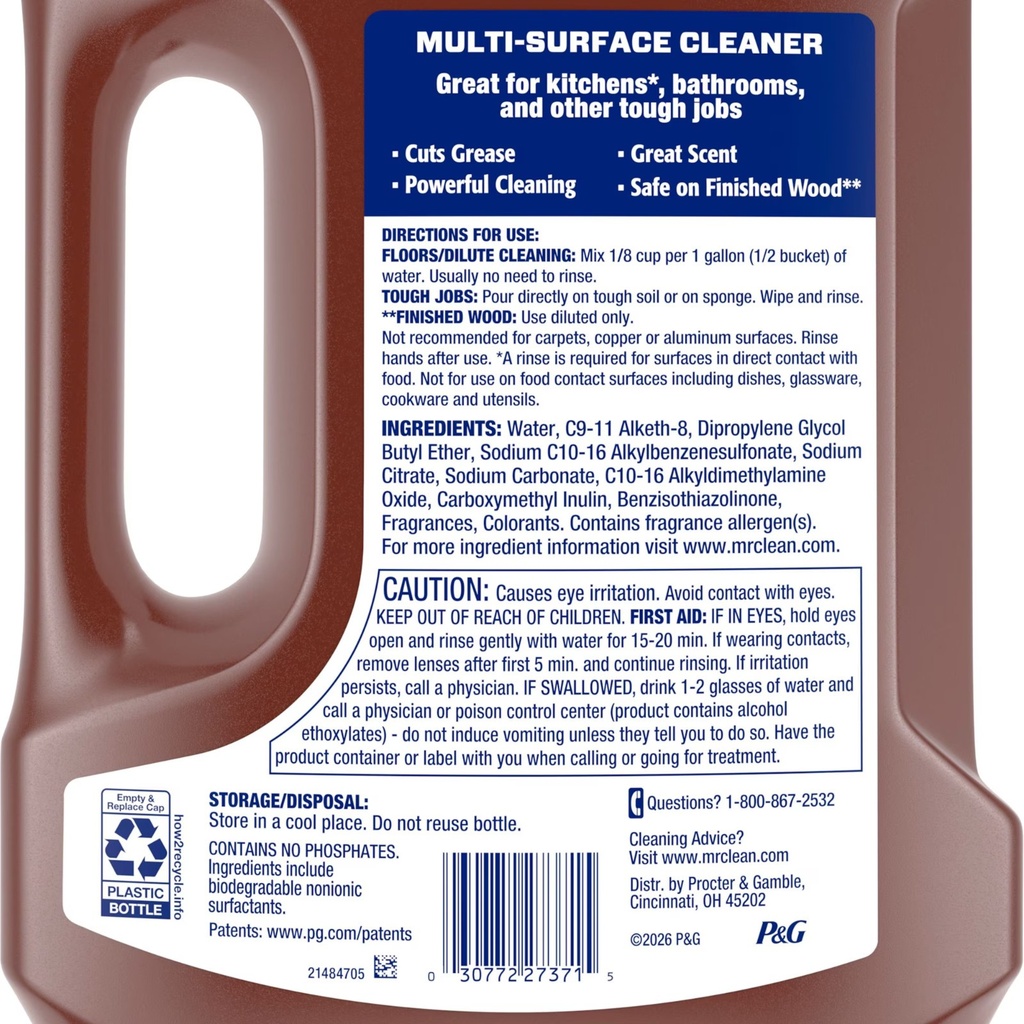 Mr. Clean Nettoyant Multi-surfaces Antibactérien, Citron, 2,92 L