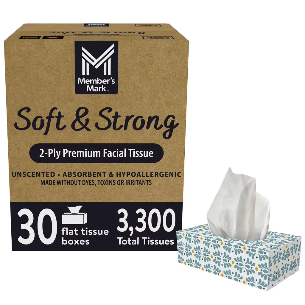 Member's Mark Soft & Strong Mouchoirs 2 Plis, 30 Boîtes, 3 300 Mouchoirs