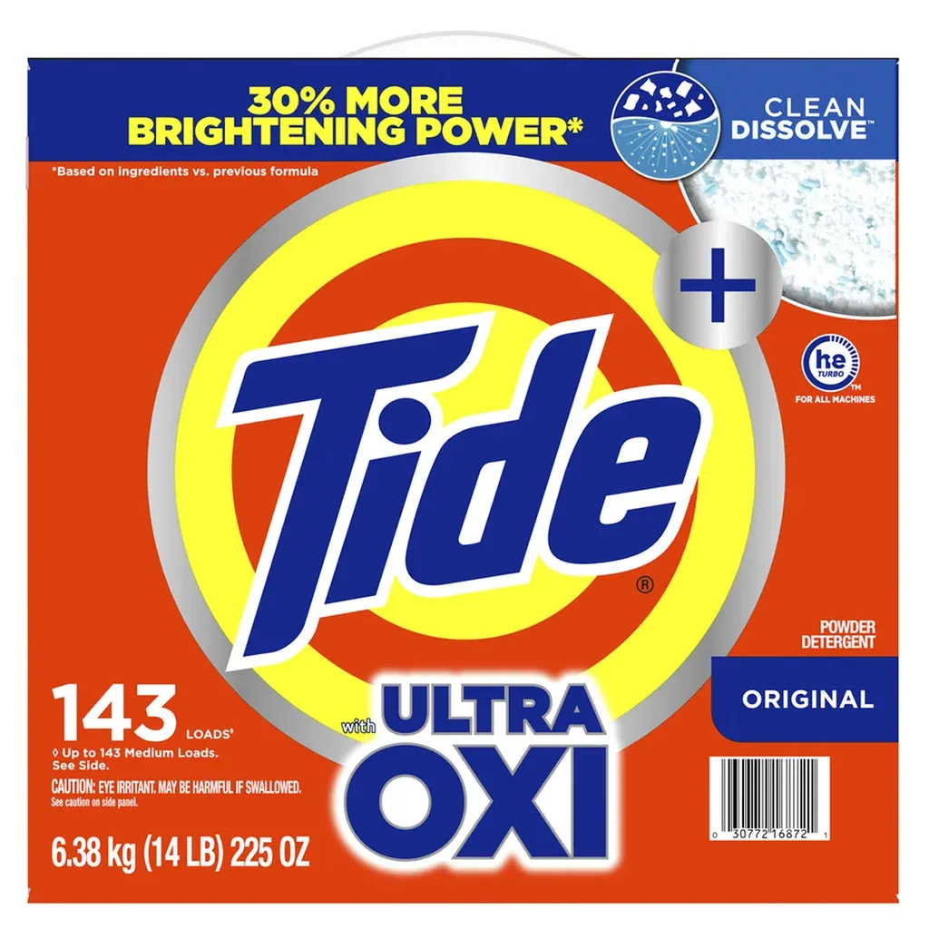 Tide Ultra Oxi Poudre, 6,38 Kg, 143 Lavages