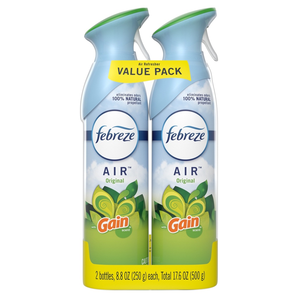 Febreze Désodorisant en Spray, Parfum Gain Original, Lot de 2 × 250 g