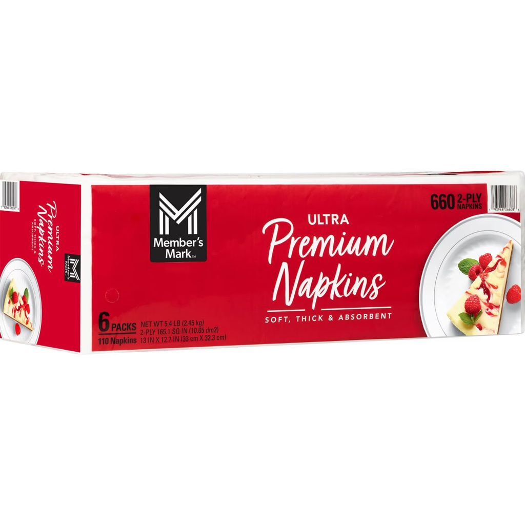 Member's Mark Ultra Premium Serviettes en Papier Blanches 2 Plis, Lot de 6 Paquets de 110 (660 serviettes)