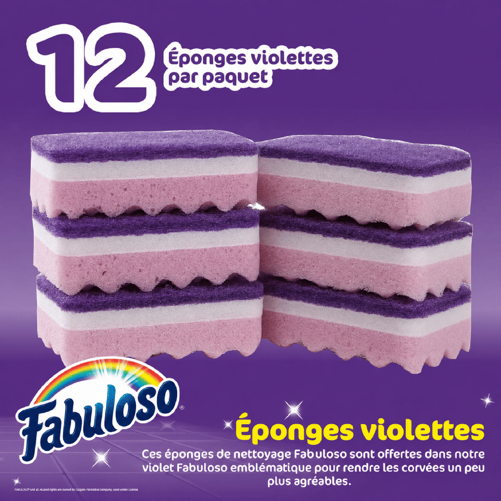 Fabuloso Purple Sponges With Scouring Pad, 12-Pack