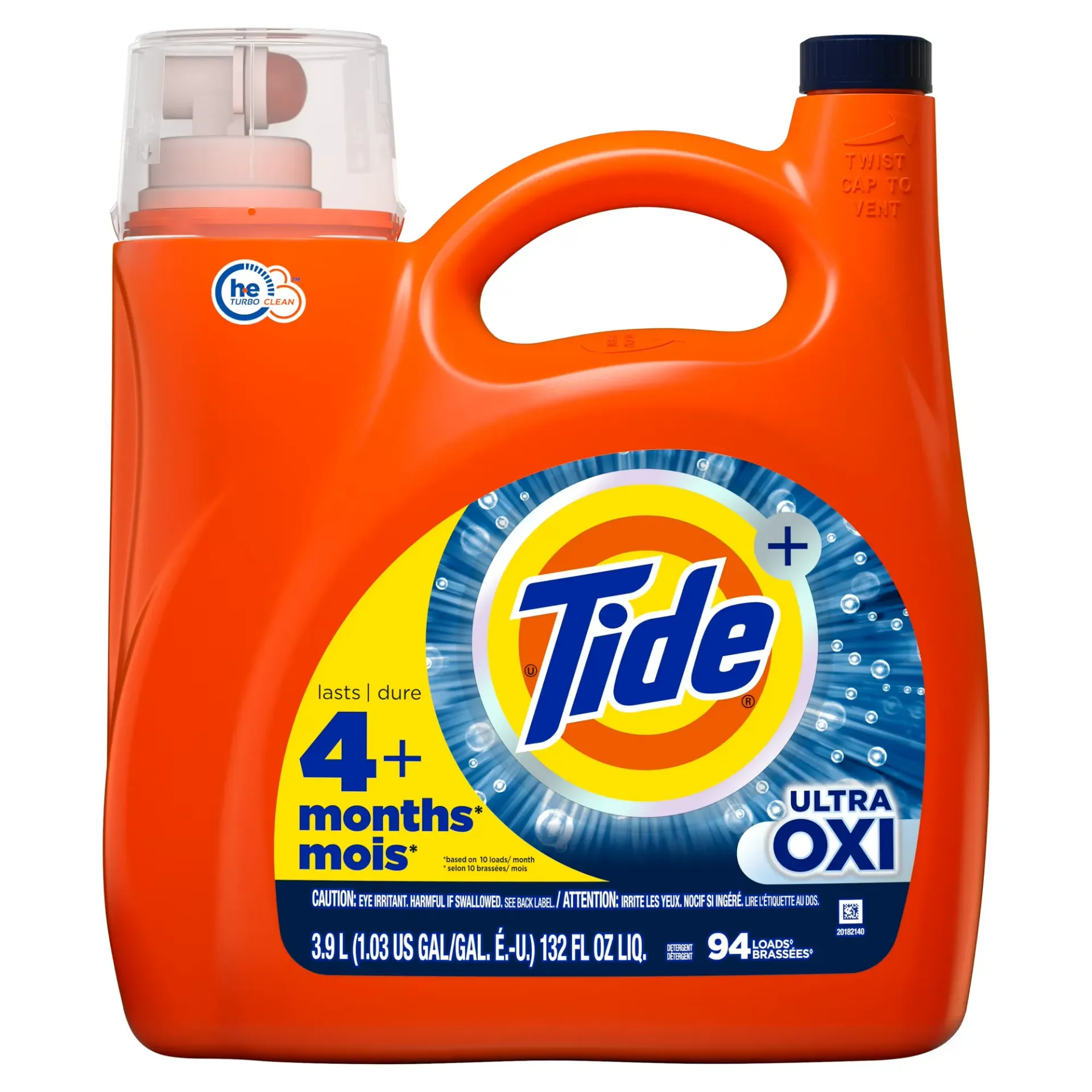 Tide Ultra Oxi, Lessive Liquide, 3,9 L, 94 Lavages