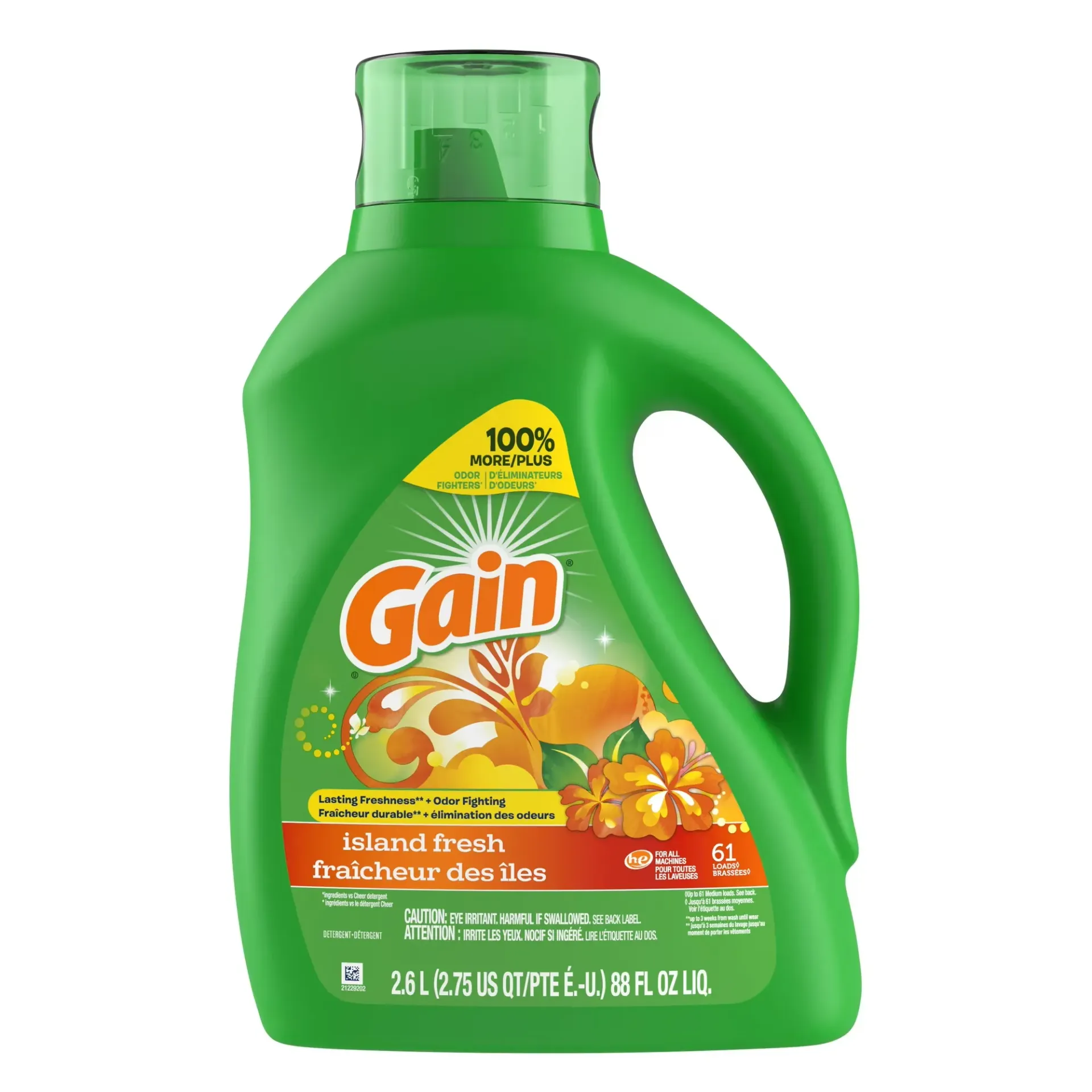 Gain Island Fresh, Lessive Liquide, 2,6 L, 61 Lavages