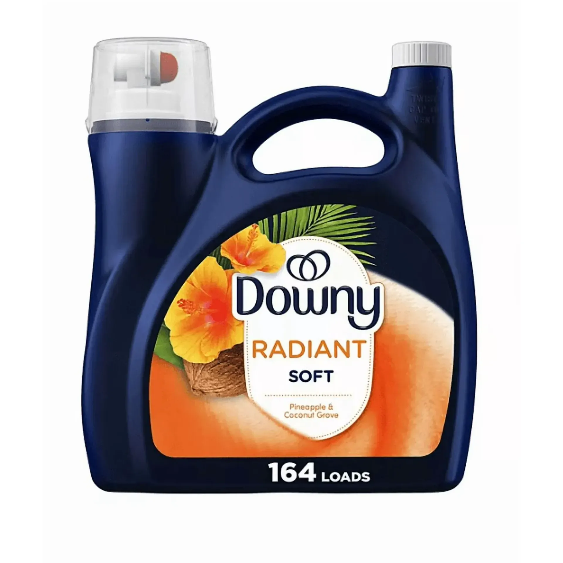 Downy Radiant Pineapple & Coconut Grove, Assouplissant Liquide, 3,28 L, 164 Lavages